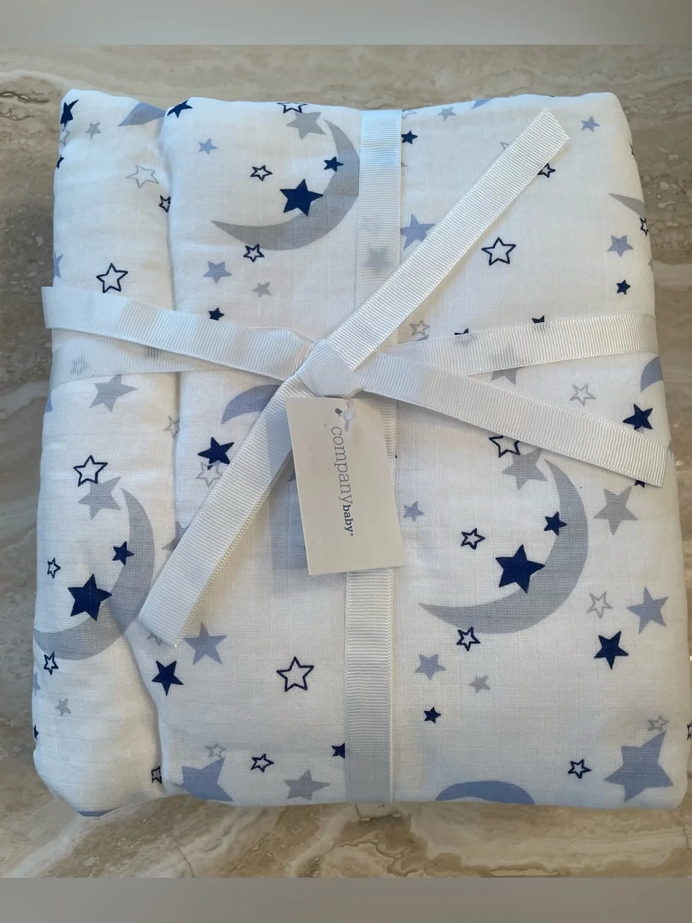 NWT Company Baby Moon&Star Muslin Organic Cotton Set Hooded Towel, 2 Washcloths